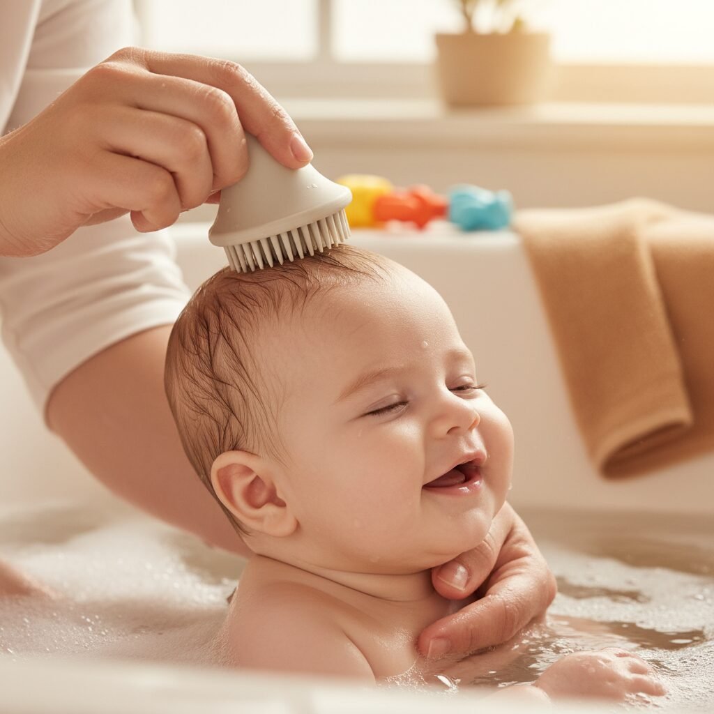This $6 Cradle Cap Brush Removed All Flakes In One Bath